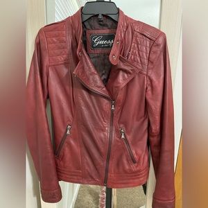 Used smoke free Red Small Leather Guess Jacket